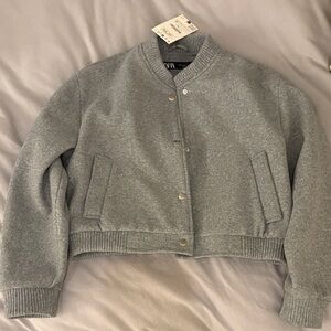 Zara Gray Bomber Jacket for Women